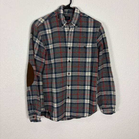 J. Crew Other - J. Crew Grey with Blue and Red Plaid Striped Collared Button Down Shirt